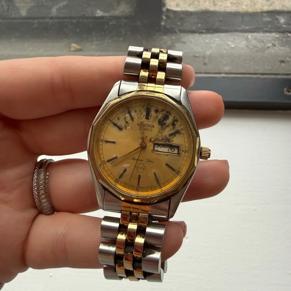 Vintage Bulova Marine Star Two-Tone Day Date Watch – Parts / Repair - Picture 4 of 9